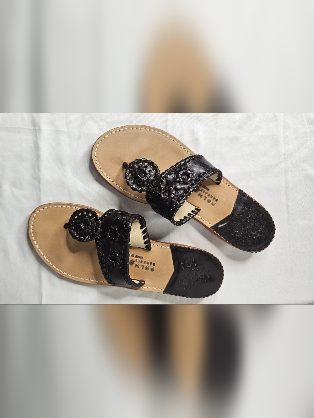 Palm Beach Sandals Womens 7 Dark Brown Leather  Navajo Style  Thong USA